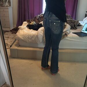Cutest Rock Revival Dark Blue Bootcut Jeans with Embellished Back Pockets